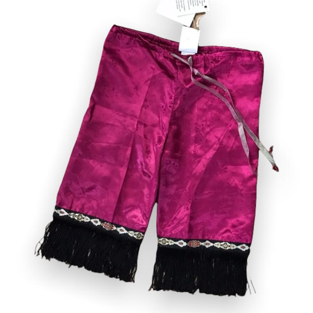 Suss Design Asian Inspired Fringe Trim Pants NEW‎ Size 1 Pink Black